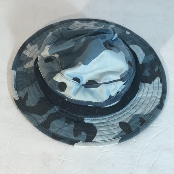 Military Blue Camo Camouflage Cap Bucket Hat - Picture 3 of 6